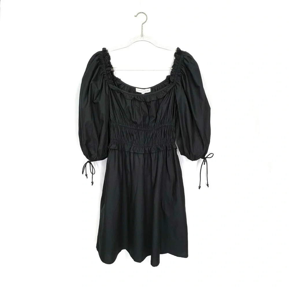 House of Harlow 1960 Black Cotton Peasant Dress Size Small Mini New NWT